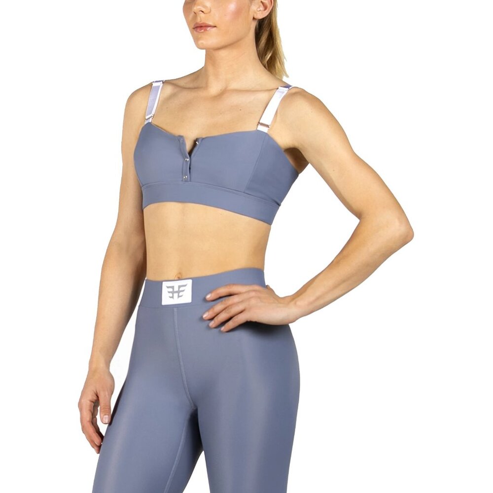 NWT Heroine Sport Boxing Bra & Novel Legging Set Steel Blue